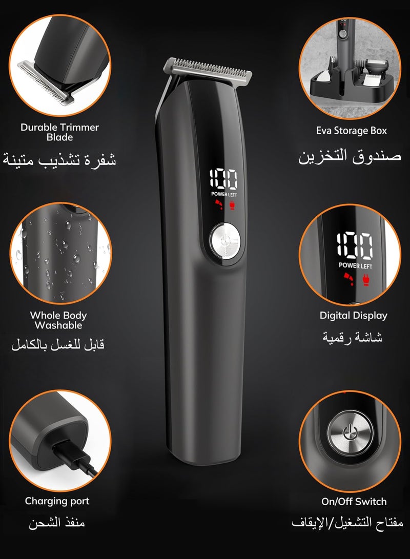 واميت ماكينة حلاقة ذقن للرجال 5 في 1، طقم تهذيب الجسم والأنف مع شاشة LED، ماكينة قص الشعر لاسلكية مقاومة للماء، شحن سريع Type-C، بطارية تدوم طويلاً، هدية مثالية للرجال - Image 3